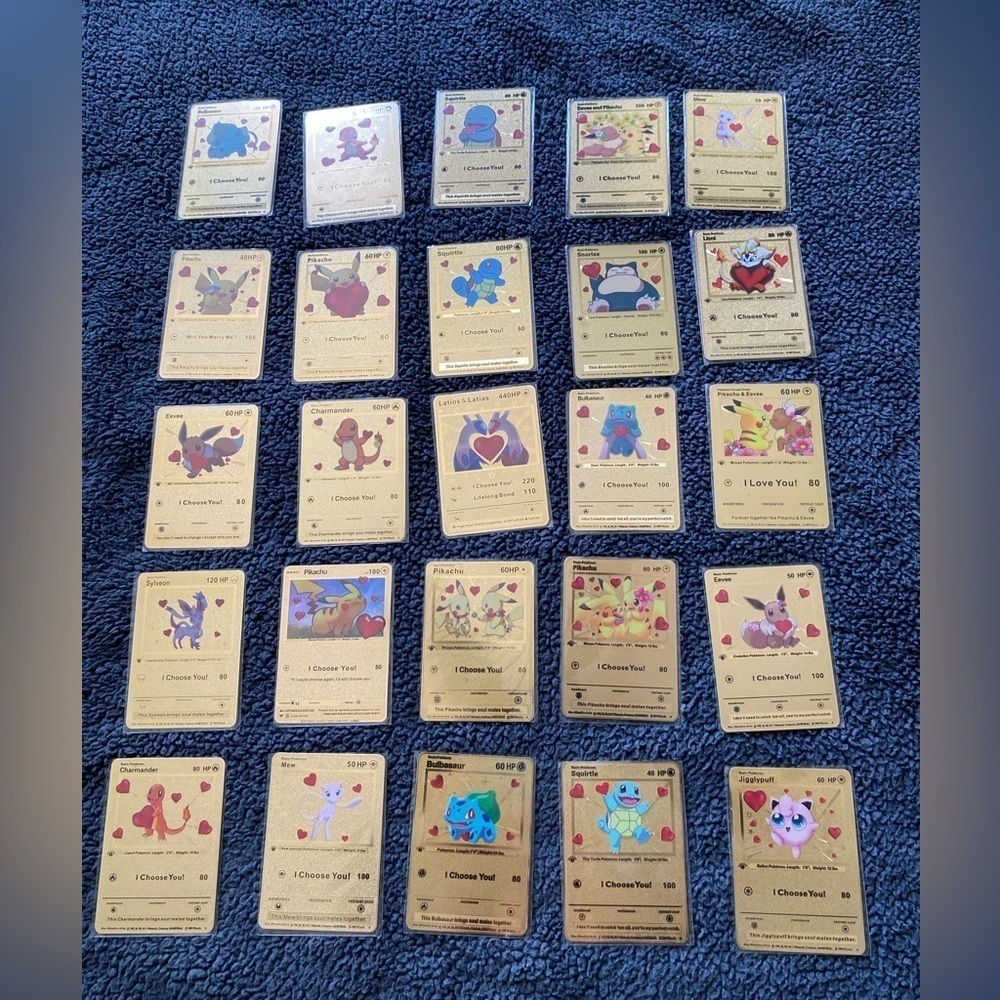 Lot if 25 NEW I Choose You Pokemon Card Metal Art Gift Idea Romantic Couples